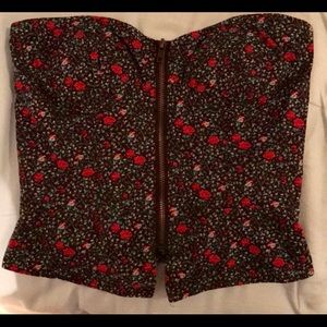 Rose/Floral Zip Bustier Top